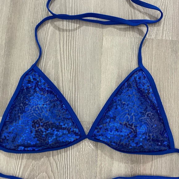 NWOT shein royal blue medium sequin bikini top - Picture 2 of 4